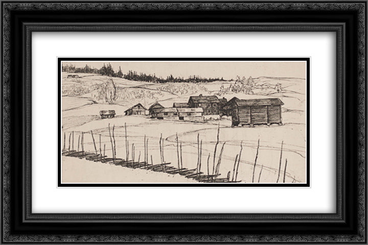 Paysage de Norwege 24x16 Black Ornate Wood Framed Art Print Poster with Double Matting by Steinlen, Theophile