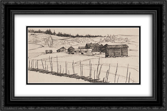Paysage de Norwege 24x16 Black Ornate Wood Framed Art Print Poster with Double Matting by Steinlen, Theophile