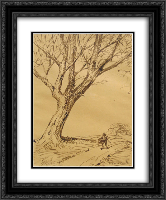 Peasant 20x24 Black Ornate Wood Framed Art Print Poster with Double Matting by Steinlen, Theophile