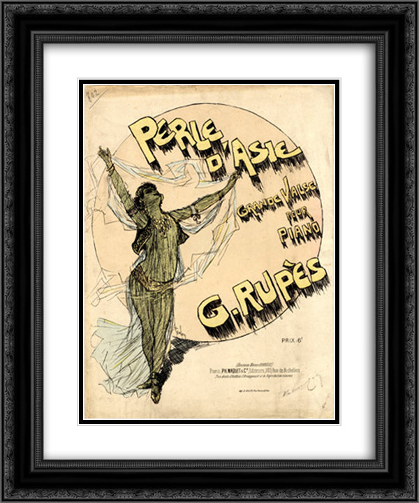 Perle D'Asie 20x24 Black Ornate Wood Framed Art Print Poster with Double Matting by Steinlen, Theophile