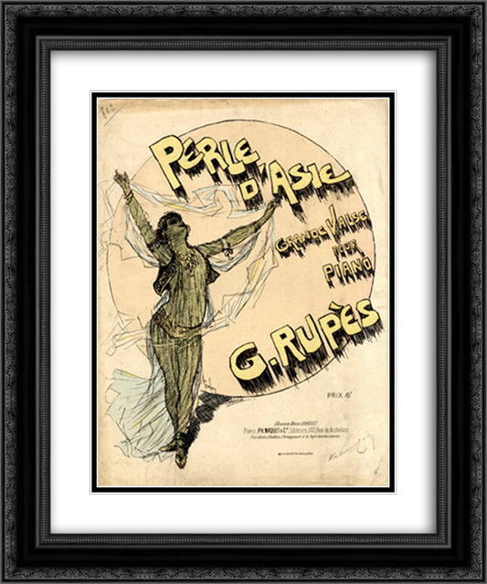Perle D'Asie 20x24 Black Ornate Wood Framed Art Print Poster with Double Matting by Steinlen, Theophile