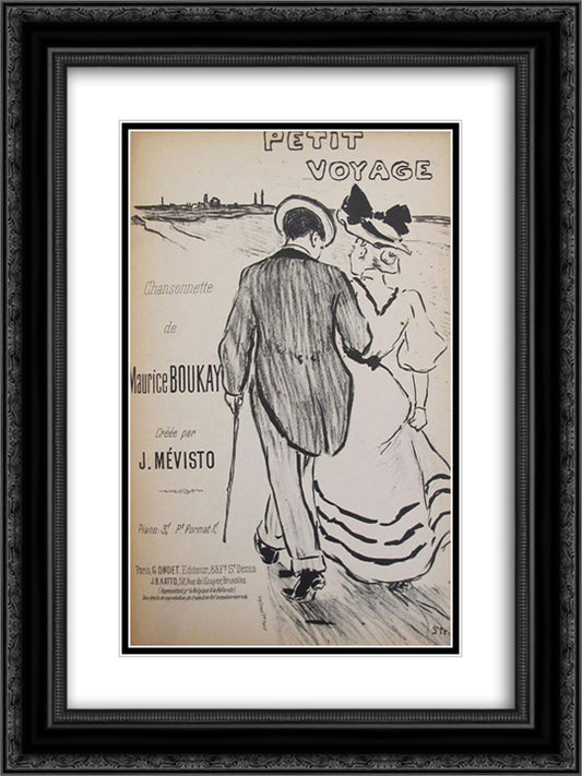 Petit Voyage 18x24 Black Ornate Wood Framed Art Print Poster with Double Matting by Steinlen, Theophile