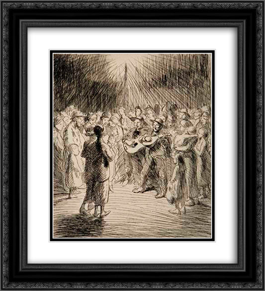 Petits chanteurs des Rues Swann 20x22 Black Ornate Wood Framed Art Print Poster with Double Matting by Steinlen, Theophile