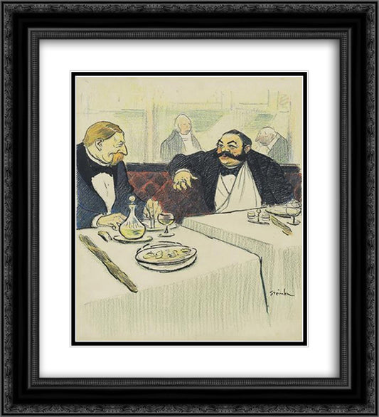 Philanthropie 20x22 Black Ornate Wood Framed Art Print Poster with Double Matting by Steinlen, Theophile