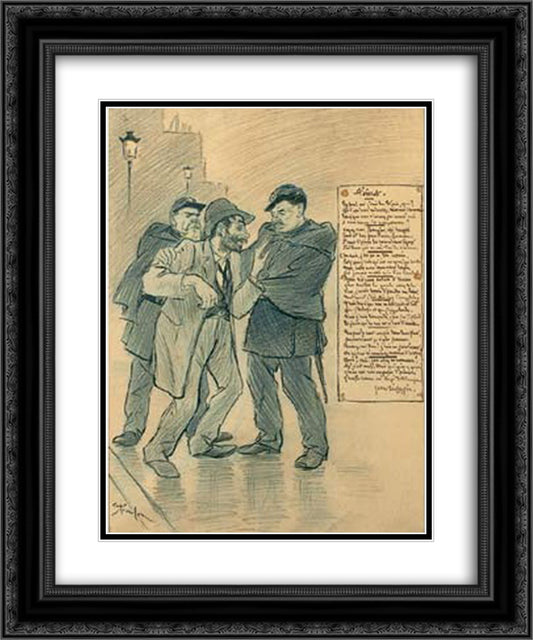 Poivrot 20x24 Black Ornate Wood Framed Art Print Poster with Double Matting by Steinlen, Theophile