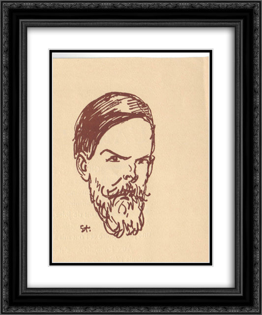 Portrait of Frank Brangwyn 20x24 Black Ornate Wood Framed Art Print Poster with Double Matting by Steinlen, Theophile