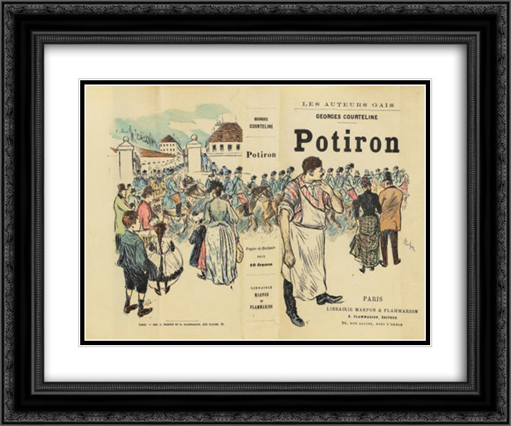Potiron 24x20 Black Ornate Wood Framed Art Print Poster with Double Matting by Steinlen, Theophile