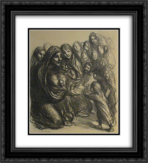 Pour Les Fillettes des Soldats Tombes Au Champ D'Honneur 20x22 Black Ornate Wood Framed Art Print Poster with Double Matting by Steinlen, Theophile