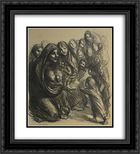 Pour Les Fillettes des Soldats Tombes Au Champ D'Honneur 20x22 Black Ornate Wood Framed Art Print Poster with Double Matting by Steinlen, Theophile