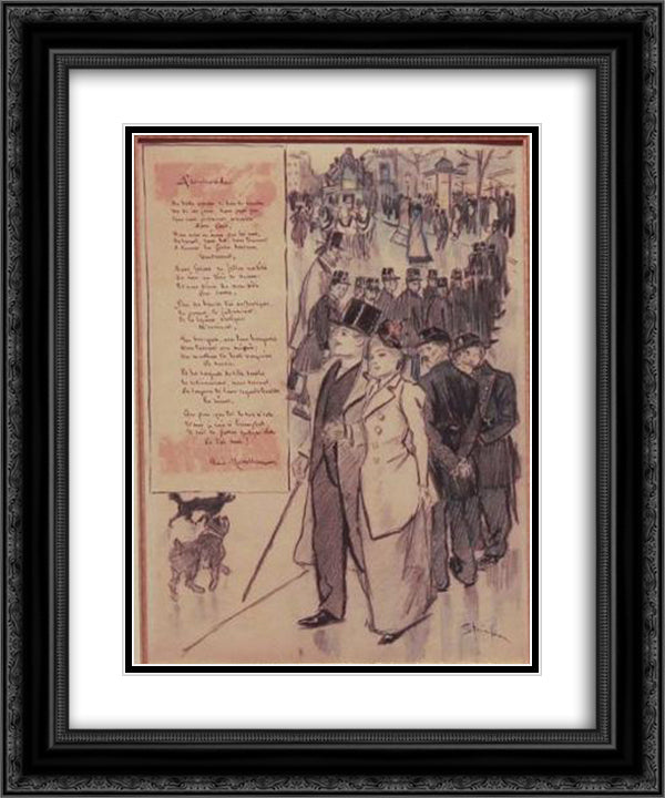Promenade 20x24 Black Ornate Wood Framed Art Print Poster with Double Matting by Steinlen, Theophile