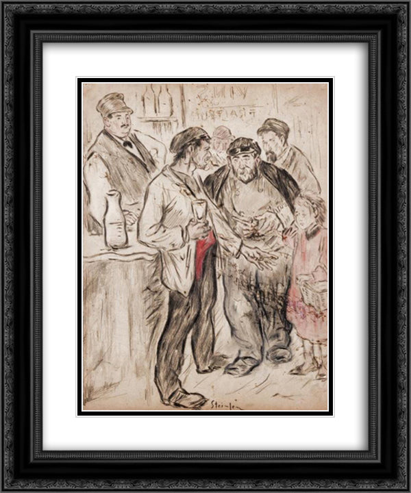 Pus D'Patrons 20x24 Black Ornate Wood Framed Art Print Poster with Double Matting by Steinlen, Theophile