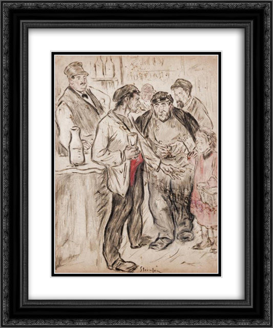 Pus D'Patrons 20x24 Black Ornate Wood Framed Art Print Poster with Double Matting by Steinlen, Theophile