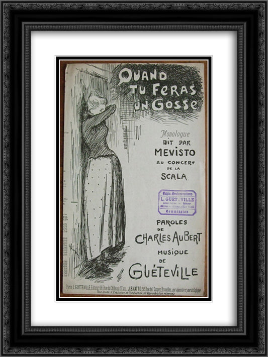 Quand Tu Feras Un Gosse 18x24 Black Ornate Wood Framed Art Print Poster with Double Matting by Steinlen, Theophile