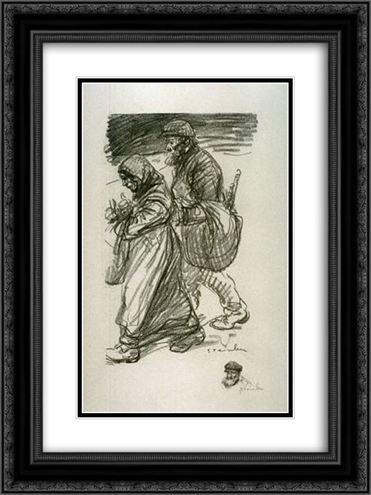 Refugees 18x24 Black Ornate Wood Framed Art Print Poster with Double Matting by Steinlen, Theophile
