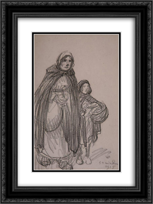 Refugees 18x24 Black Ornate Wood Framed Art Print Poster with Double Matting by Steinlen, Theophile