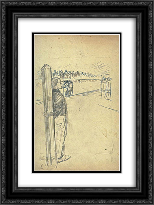 Rehabilitation Civile et Execution Militaire 18x24 Black Ornate Wood Framed Art Print Poster with Double Matting by Steinlen, Theophile