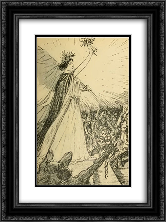 Reine Du Monde 18x24 Black Ornate Wood Framed Art Print Poster with Double Matting by Steinlen, Theophile