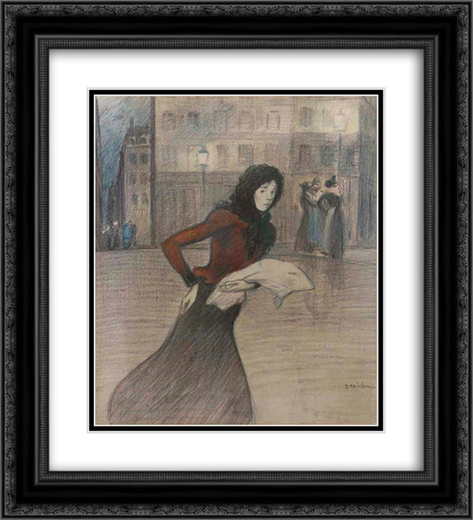 Res Sacra 20x22 Black Ornate Wood Framed Art Print Poster with Double Matting by Steinlen, Theophile