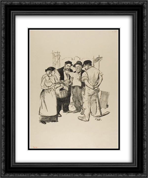 Retour en Arriere 20x24 Black Ornate Wood Framed Art Print Poster with Double Matting by Steinlen, Theophile