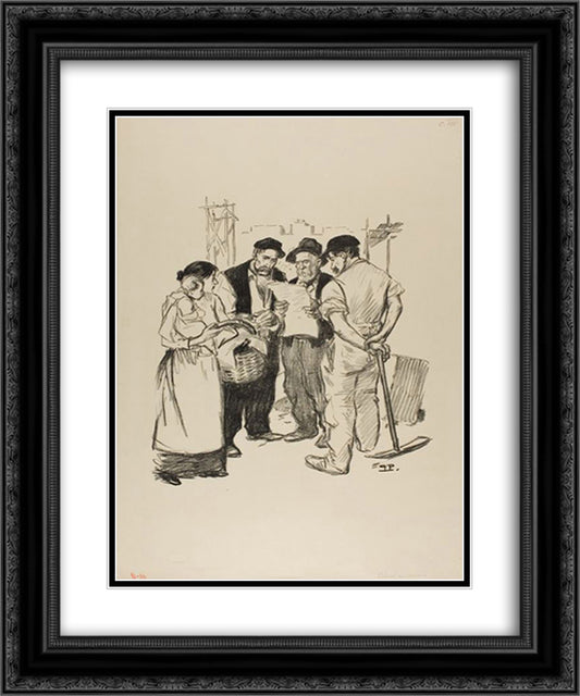 Retour en Arriere 20x24 Black Ornate Wood Framed Art Print Poster with Double Matting by Steinlen, Theophile