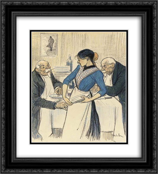 Retraites 20x22 Black Ornate Wood Framed Art Print Poster with Double Matting by Steinlen, Theophile