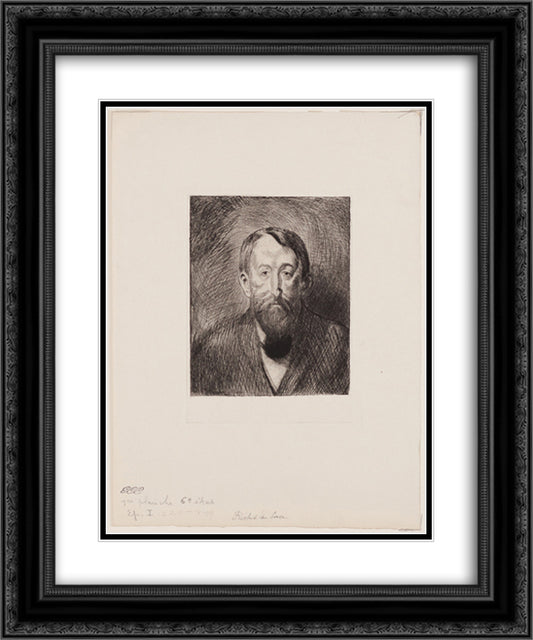 Rictus de Face 20x24 Black Ornate Wood Framed Art Print Poster with Double Matting by Steinlen, Theophile