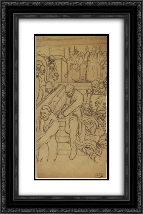 Rochefort Se Meurt 16x24 Black Ornate Wood Framed Art Print Poster with Double Matting by Steinlen, Theophile