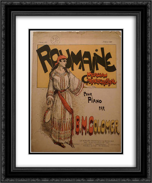 Roumaine 20x24 Black Ornate Wood Framed Art Print Poster with Double Matting by Steinlen, Theophile