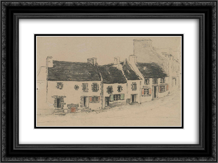 Route traversant village 24x18 Black Ornate Wood Framed Art Print Poster with Double Matting by Steinlen, Theophile