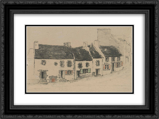 Route traversant village 24x18 Black Ornate Wood Framed Art Print Poster with Double Matting by Steinlen, Theophile