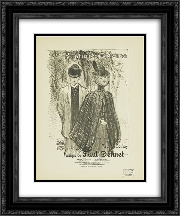 Rupture d'Automne 20x24 Black Ornate Wood Framed Art Print Poster with Double Matting by Steinlen, Theophile