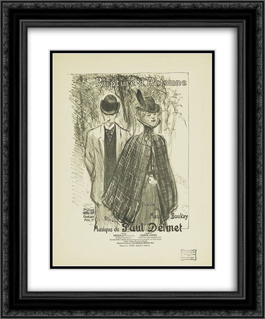 Rupture d'Automne 20x24 Black Ornate Wood Framed Art Print Poster with Double Matting by Steinlen, Theophile