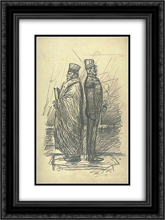 Saluons-Les 18x24 Black Ornate Wood Framed Art Print Poster with Double Matting by Steinlen, Theophile