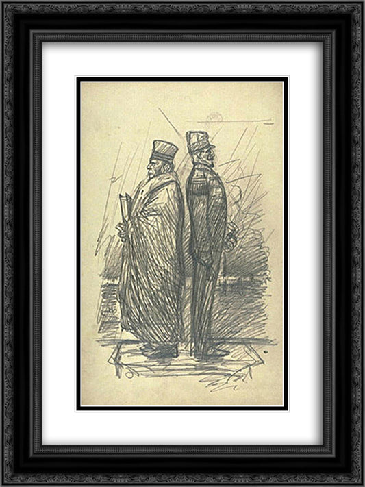 Saluons-Les 18x24 Black Ornate Wood Framed Art Print Poster with Double Matting by Steinlen, Theophile