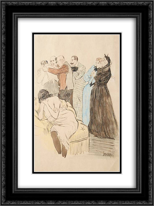 Sauvee 18x24 Black Ornate Wood Framed Art Print Poster with Double Matting by Steinlen, Theophile