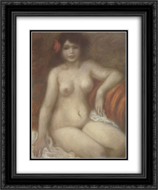 Seated Nude 20x24 Black Ornate Wood Framed Art Print Poster with Double Matting by Steinlen, Theophile
