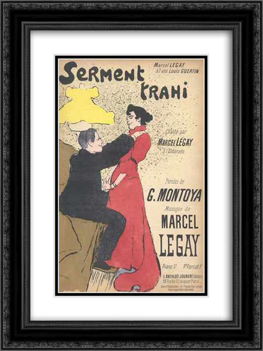 Serment Trahi 18x24 Black Ornate Wood Framed Art Print Poster with Double Matting by Steinlen, Theophile