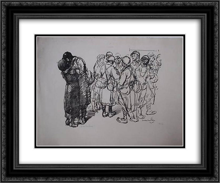 Seuls Quand Meme 24x20 Black Ornate Wood Framed Art Print Poster with Double Matting by Steinlen, Theophile