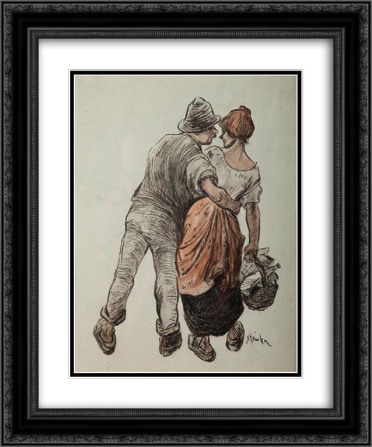 Soir d'Ete 20x24 Black Ornate Wood Framed Art Print Poster with Double Matting by Steinlen, Theophile
