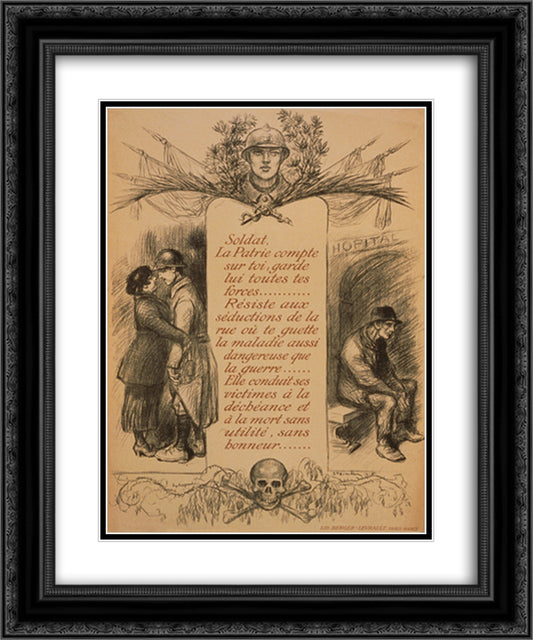 Soldier Health 20x24 Black Ornate Wood Framed Art Print Poster with Double Matting by Steinlen, Theophile