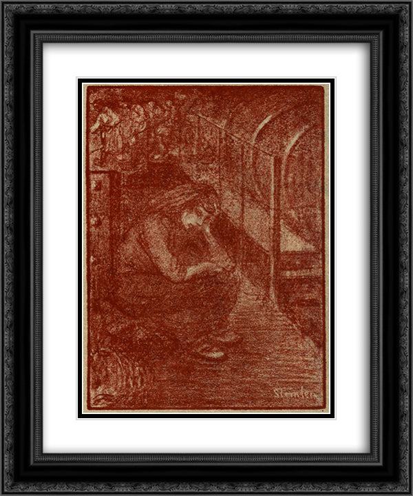 Solitude 20x24 Black Ornate Wood Framed Art Print Poster with Double Matting by Steinlen, Theophile