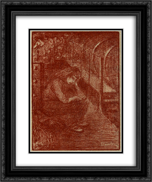 Solitude 20x24 Black Ornate Wood Framed Art Print Poster with Double Matting by Steinlen, Theophile