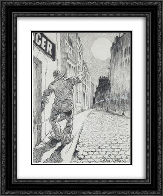 Soulauds 20x24 Black Ornate Wood Framed Art Print Poster with Double Matting by Steinlen, Theophile