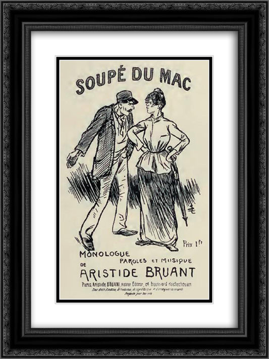 Soupe du Mac 18x24 Black Ornate Wood Framed Art Print Poster with Double Matting by Steinlen, Theophile