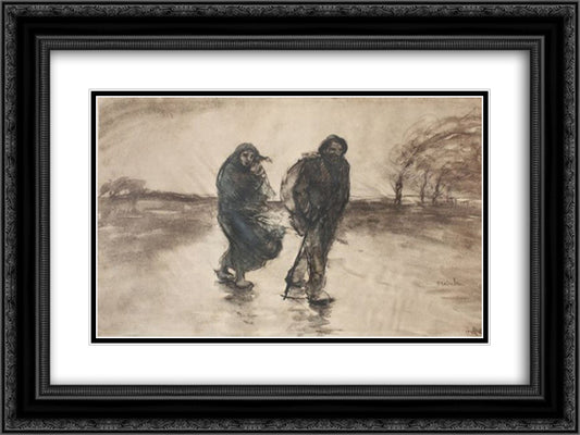 Sous L'Onde 24x18 Black Ornate Wood Framed Art Print Poster with Double Matting by Steinlen, Theophile