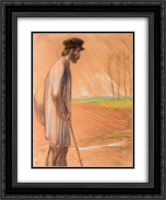 Standing Man 20x24 Black Ornate Wood Framed Art Print Poster with Double Matting by Steinlen, Theophile