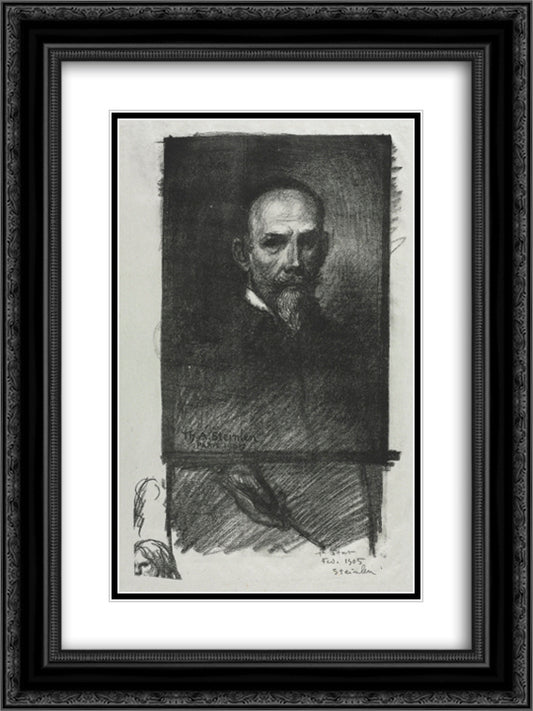 Steinlen de Face Tete Droite 18x24 Black Ornate Wood Framed Art Print Poster with Double Matting by Steinlen, Theophile
