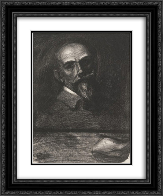 Steinlen de Face Tete Inclinee 20x24 Black Ornate Wood Framed Art Print Poster with Double Matting by Steinlen, Theophile