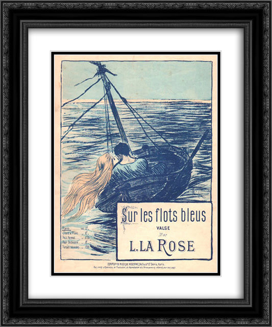 Sur les flots bleux 20x24 Black Ornate Wood Framed Art Print Poster with Double Matting by Steinlen, Theophile