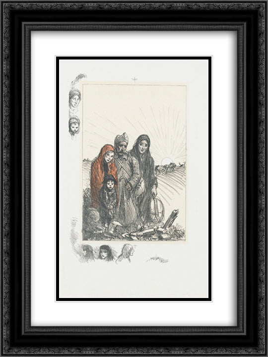Sur les ruines de la maison 18x24 Black Ornate Wood Framed Art Print Poster with Double Matting by Steinlen, Theophile